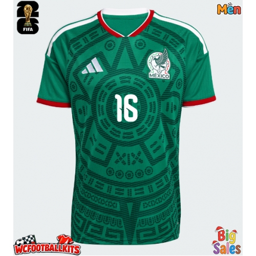 Mexico Julian Quinones #16 Replica Home Stadium Shirt World Cup 2026 Short Sleeve